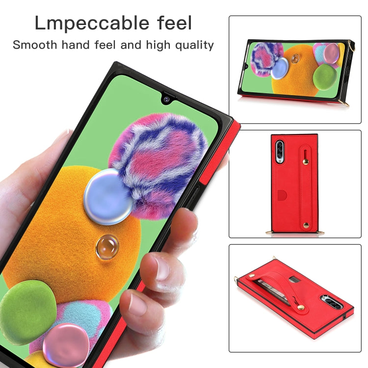 For Samsung Galaxy A90 5G Wrist Strap PU+TPU Shockproof Protective Case with Crossbody Lanyard & Holder & Card Slot