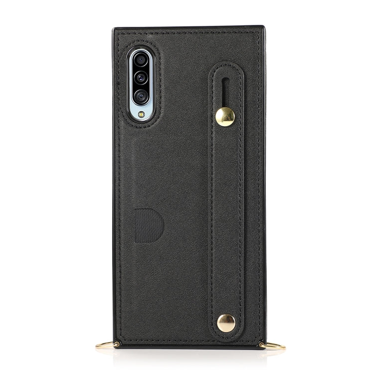 For Samsung Galaxy A90 5G Wrist Strap PU+TPU Shockproof Protective Case with Crossbody Lanyard & Holder & Card Slot