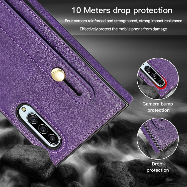 For Samsung Galaxy A90 5G Wrist Strap PU+TPU Shockproof Protective Case with Crossbody Lanyard & Holder & Card Slot