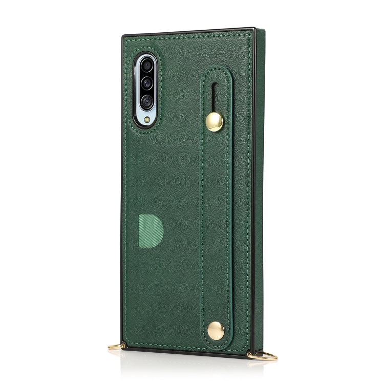For Samsung Galaxy A90 5G Wrist Strap PU+TPU Shockproof Protective Case with Crossbody Lanyard & Holder & Card Slot