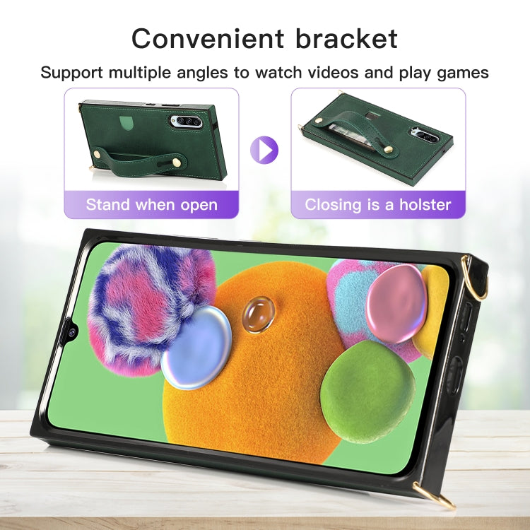 For Samsung Galaxy A90 5G Wrist Strap PU+TPU Shockproof Protective Case with Crossbody Lanyard & Holder & Card Slot