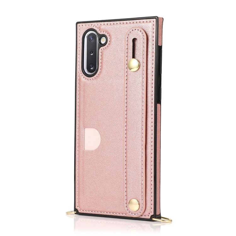 For Samsung Galaxy Note 10 Wrist Strap PU+TPU Shockproof Protective Case with Crossbody Lanyard & Holder & Card Slot