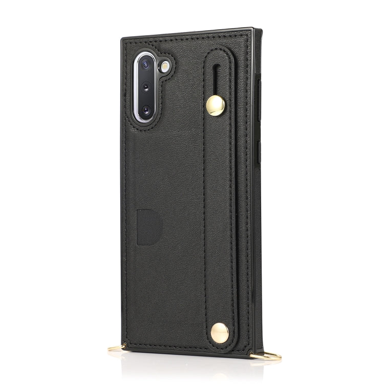 For Samsung Galaxy Note 10 Wrist Strap PU+TPU Shockproof Protective Case with Crossbody Lanyard & Holder & Card Slot