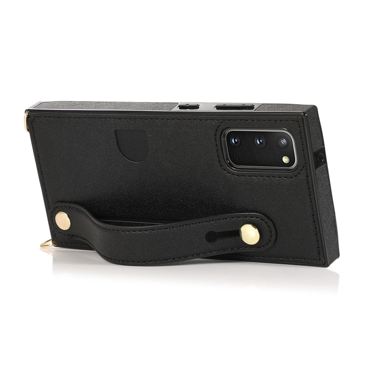 For Samsung Galaxy S20 Wrist Strap PU+TPU Shockproof Protective Case with Crossbody Lanyard & Holder & Card Slot