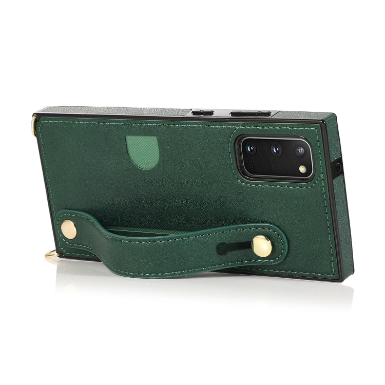 For Samsung Galaxy S20 Wrist Strap PU+TPU Shockproof Protective Case with Crossbody Lanyard & Holder & Card Slot