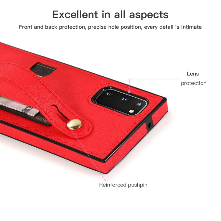 For Samsung Galaxy S20 Plus Wrist Strap PU+TPU Shockproof Protective Case with Crossbody Lanyard & Holder & Card Slot