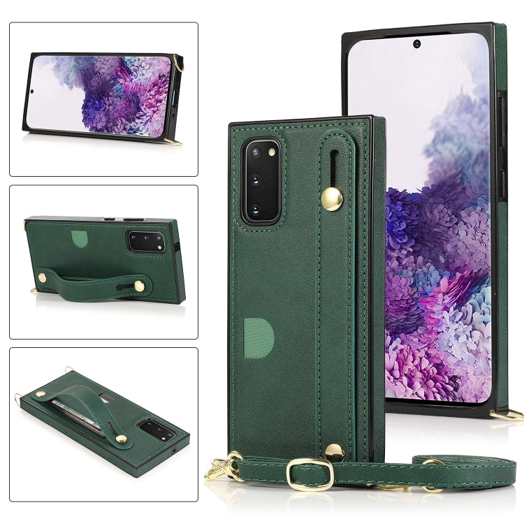 For Samsung Galaxy S20 Plus Wrist Strap PU+TPU Shockproof Protective Case with Crossbody Lanyard & Holder & Card Slot