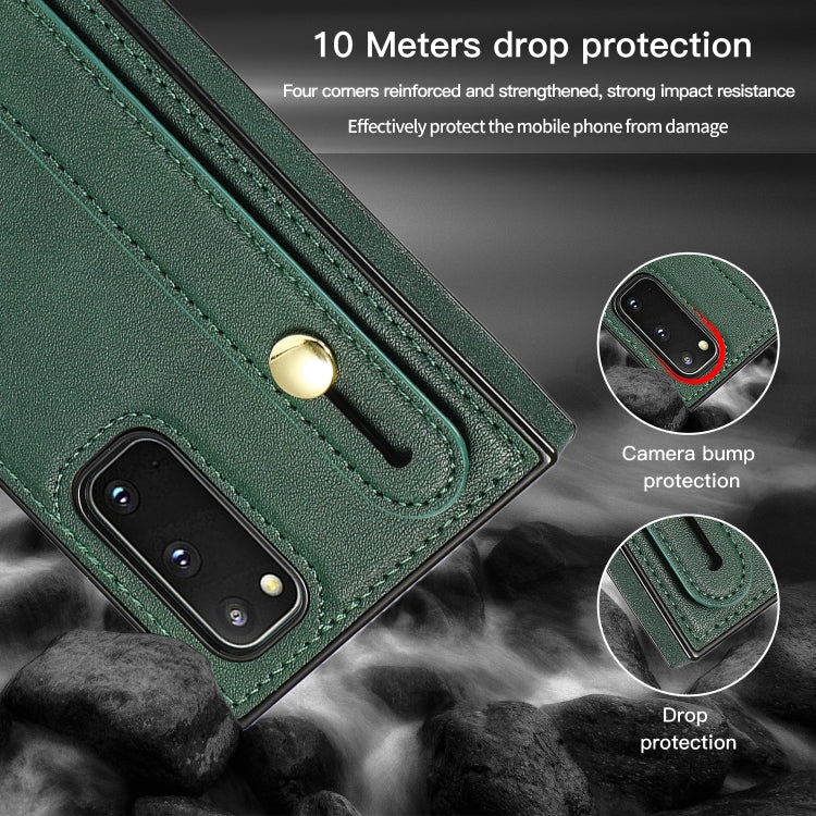 For Samsung Galaxy S20 Plus Wrist Strap PU+TPU Shockproof Protective Case with Crossbody Lanyard & Holder & Card Slot