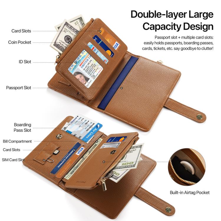 DUX DUCIS PU Leather RFID Multi-card Wallet with Lanyard