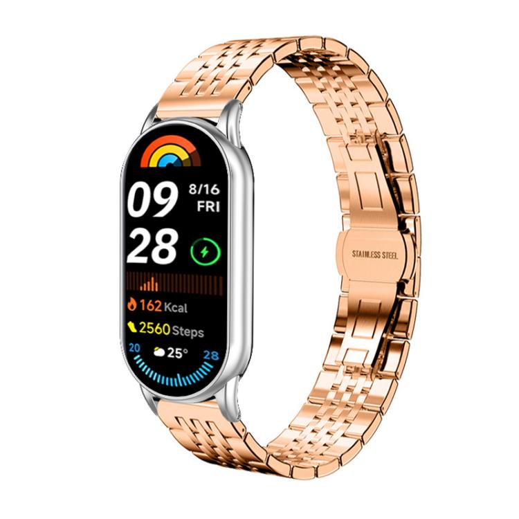 For Xiaomi Smart Band 10 / 9 / 8 NFC 14mm xDfind Seven-bead Solid Stainless Steel Watch Band