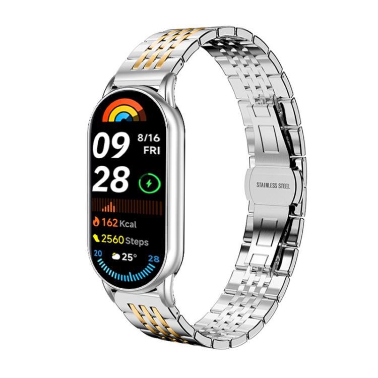 For Xiaomi Smart Band 10 / 9 / 8 NFC 14mm xDfind Seven-bead Solid Stainless Steel Watch Band