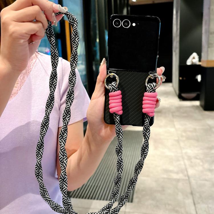 For Samsung Galaxy Z Flip7 5G Woven Texture Phone Case With Colorful Lanyard