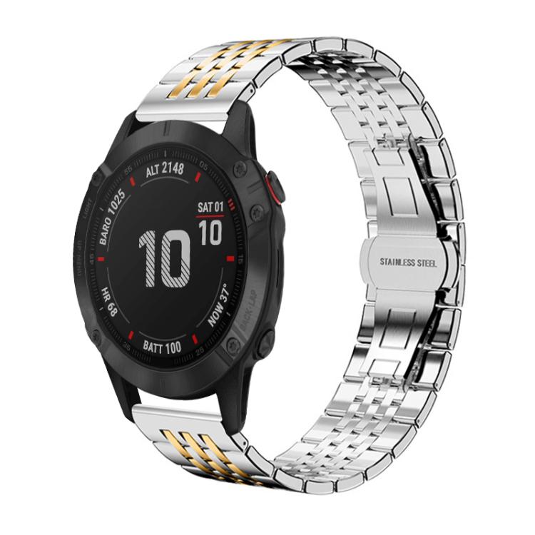 For Garmin Fenix 8/7X/6X/5X 26mm 22mm xDfind Seven-bead Solid Stainless Steel Watch Band