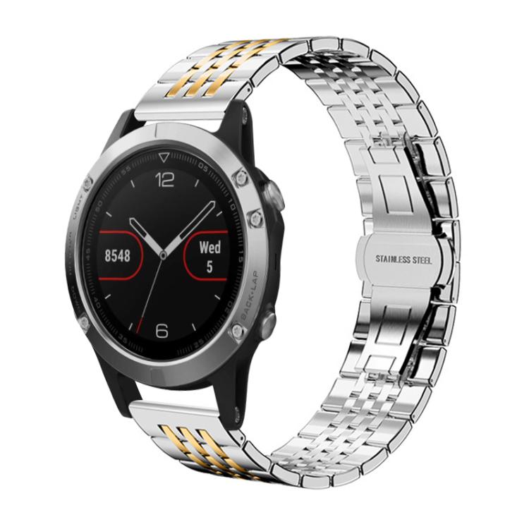 For Garmin Fenix 8/7/6/5 22mm 20mm xDfind Seven-bead Solid Stainless Steel Watch Band
