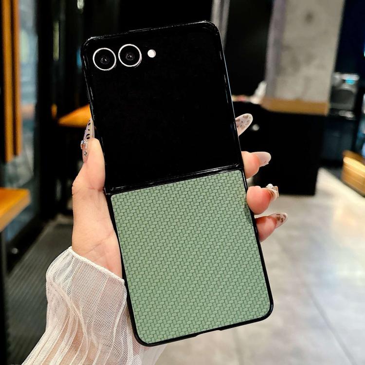 For Samsung Galaxy Z Flip7 5G Weave Texture PU Hybrid PC Phone Case
