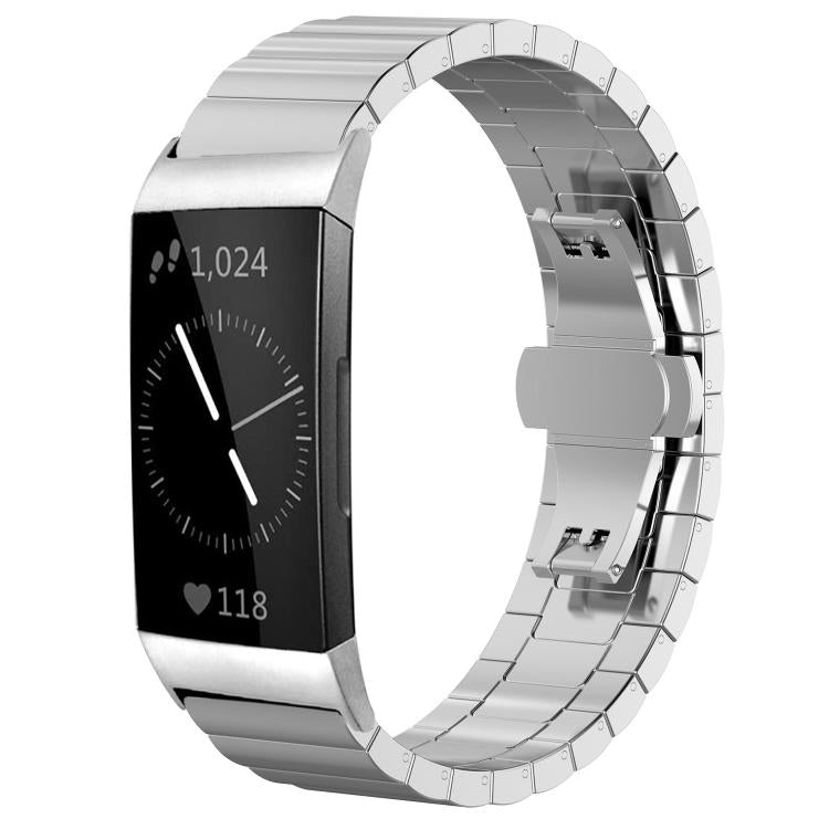 For Fitbit Charge 4 / 3 18mm xDfind One-bead Bamboo Solid Stainless Steel Watch Band