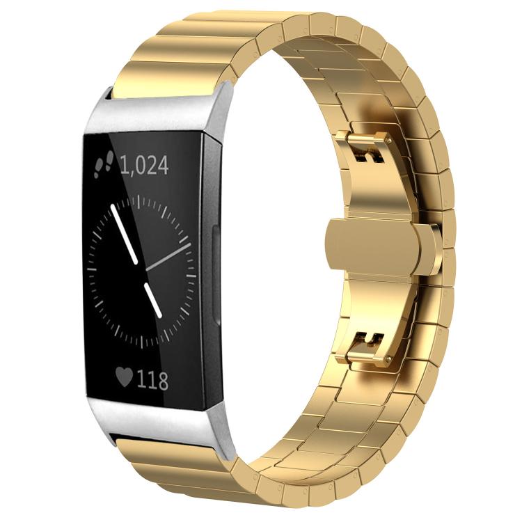 For Fitbit Charge 4 / 3 18mm xDfind One-bead Bamboo Solid Stainless Steel Watch Band