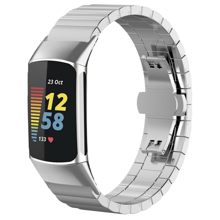 For Fitbit Charge 6 / 5 18mm xDfind One-bead Bamboo Solid Stainless Steel Watch Band