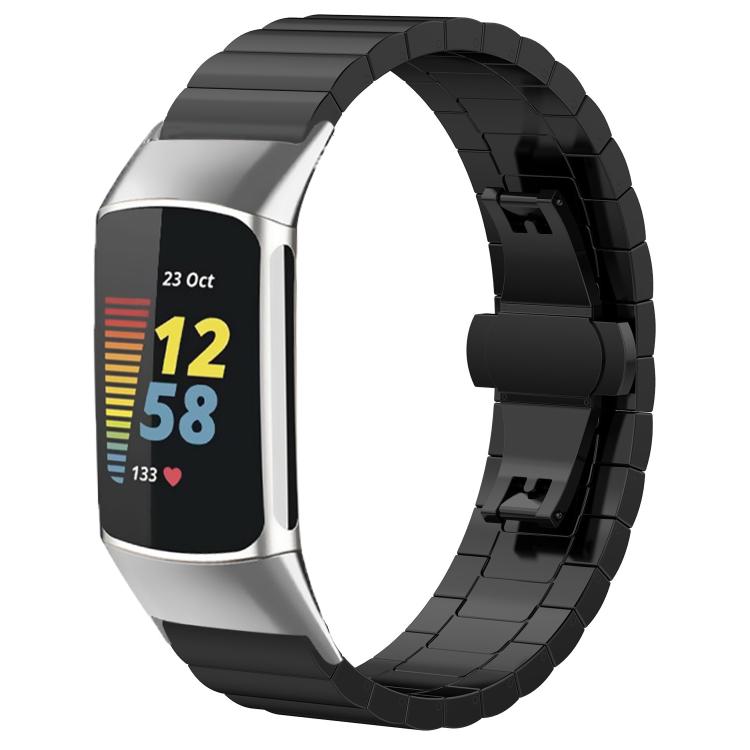 For Fitbit Charge 6 / 5 18mm xDfind One-bead Bamboo Solid Stainless Steel Watch Band