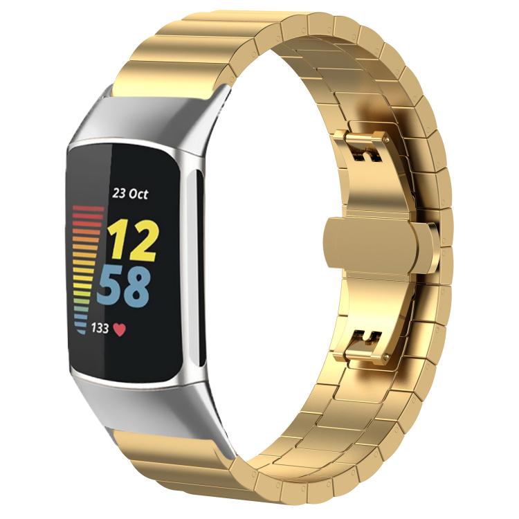 For Fitbit Charge 6 / 5 18mm xDfind One-bead Bamboo Solid Stainless Steel Watch Band