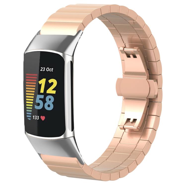 For Fitbit Charge 6 / 5 18mm xDfind One-bead Bamboo Solid Stainless Steel Watch Band
