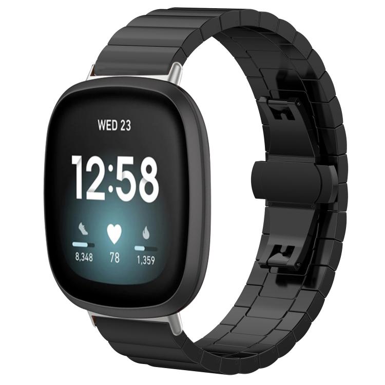For Fitbit Versa 4 / 3 / Sense2 / 1 20mm xDfind One-bead Bamboo Solid Stainless Steel Watch Band