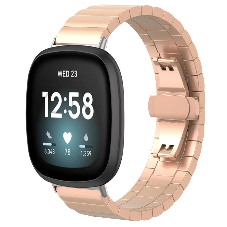 For Fitbit Versa 4 / 3 / Sense2 / 1 20mm xDfind One-bead Bamboo Solid Stainless Steel Watch Band