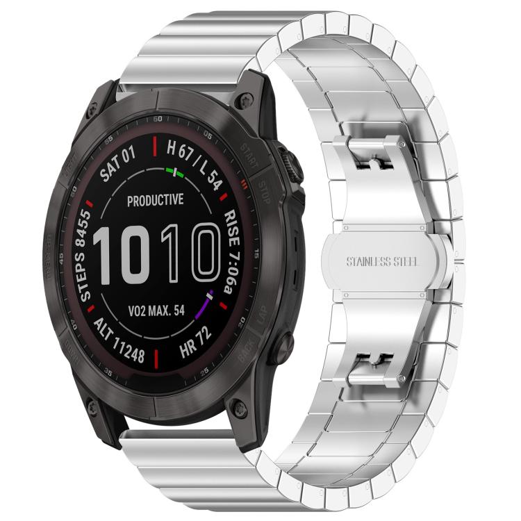 For Garmin Fenix 8/7X/6X/5X 26mm 22mm xDfind One-bead Bamboo Solid Stainless Steel Watch Band