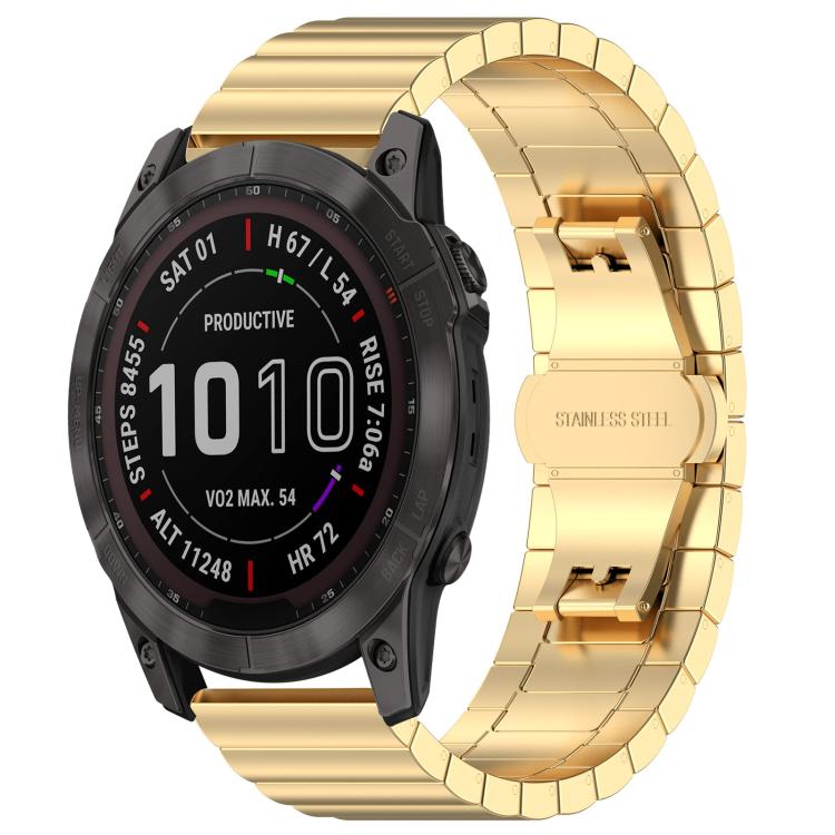 For Garmin Fenix 8/7X/6X/5X 26mm 22mm xDfind One-bead Bamboo Solid Stainless Steel Watch Band