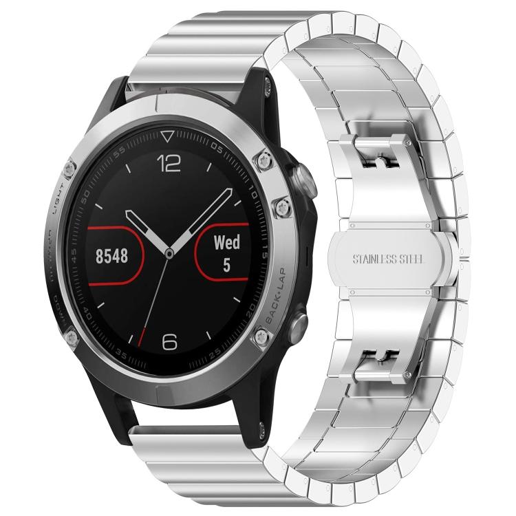 For Garmin Fenix 8/7/6/5 22mm 20mm xDfind One-bead Bamboo Solid Stainless Steel Watch Band