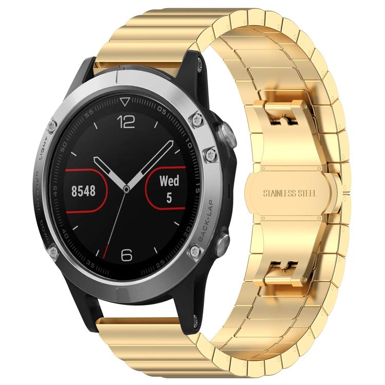 For Garmin Fenix 8/7/6/5 22mm 20mm xDfind One-bead Bamboo Solid Stainless Steel Watch Band