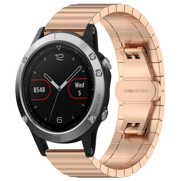 For Garmin Fenix 8/7/6/5 22mm 20mm xDfind One-bead Bamboo Solid Stainless Steel Watch Band