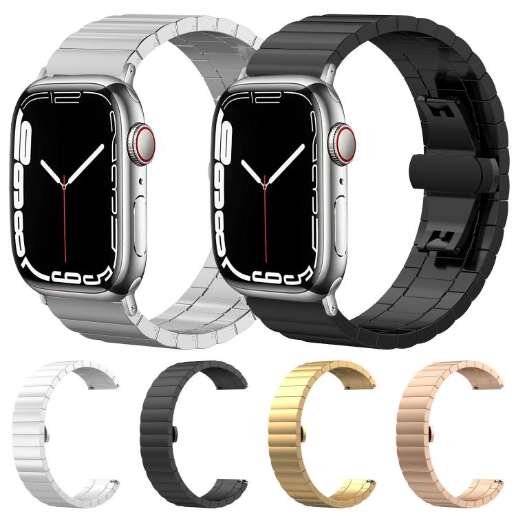 For Apple Watch 42 / 44 / 45 / 46 / 49mm 22mm xDfind One-bead Bamboo Solid Stainless Steel Watch Band