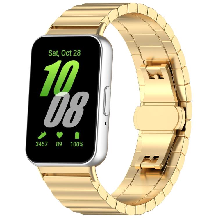 For Samsung Galaxy Fit3 SM-R390 18mm xDfind One-bead Bamboo Solid Stainless Steel Watch Band