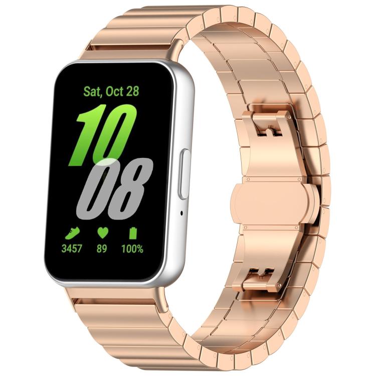 For Samsung Galaxy Fit3 SM-R390 18mm xDfind One-bead Bamboo Solid Stainless Steel Watch Band