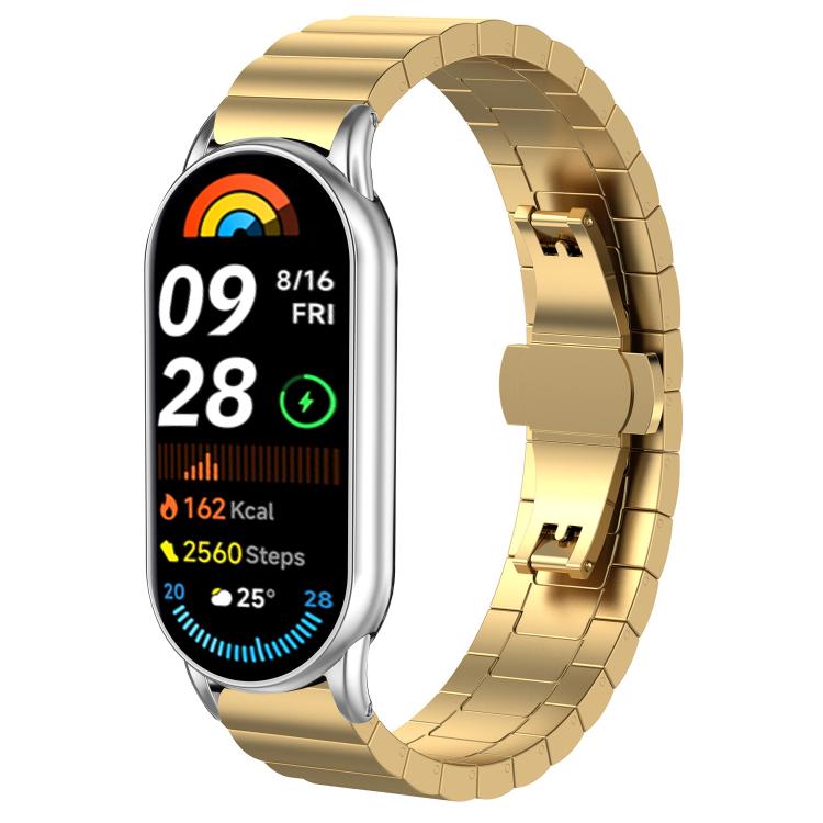 For Xiaomi Smart Band 10 / 9 / 8 NFC 14mm xDfind One-bead Bamboo Solid Stainless Steel Watch Band