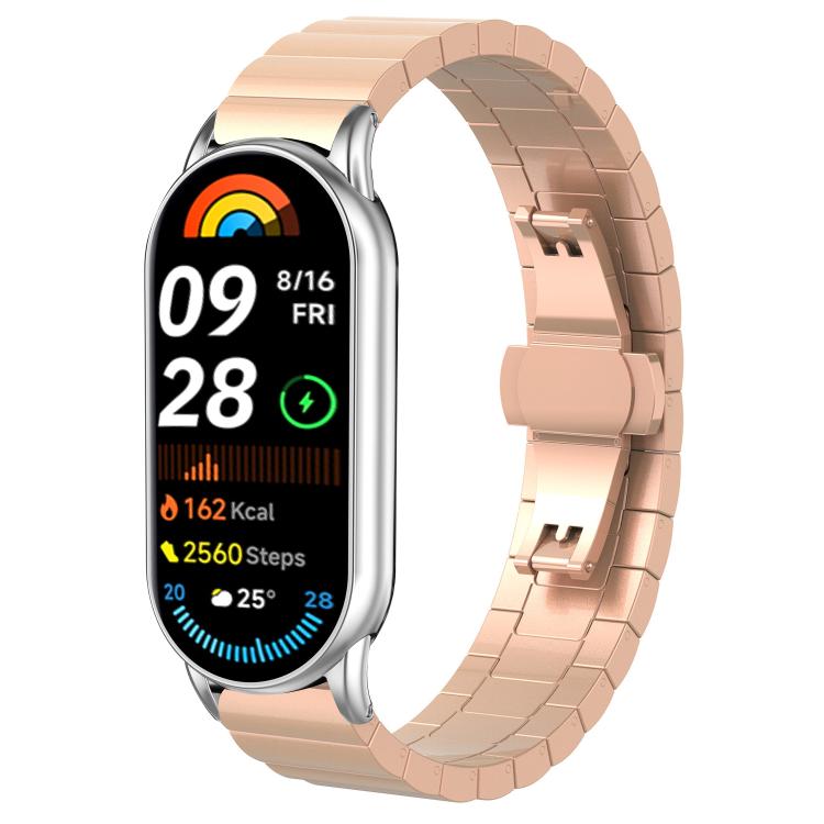 For Xiaomi Smart Band 10 / 9 / 8 NFC 14mm xDfind One-bead Bamboo Solid Stainless Steel Watch Band