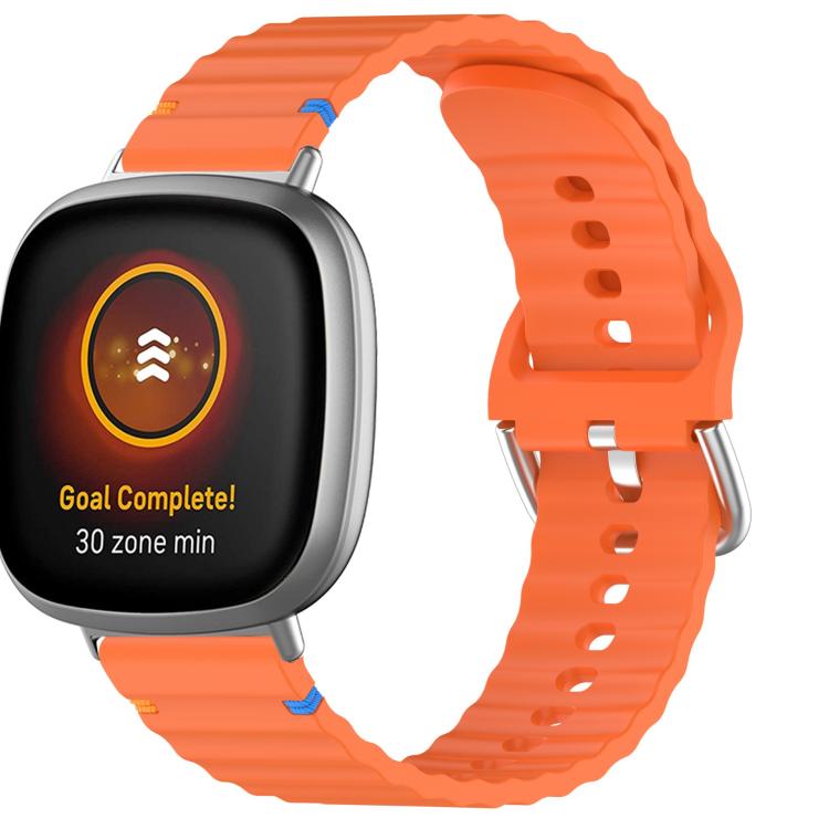 For Fitbit Versa 3 / 4 / Sense 2 Wavy Grain Stitched Silicone Watch Band