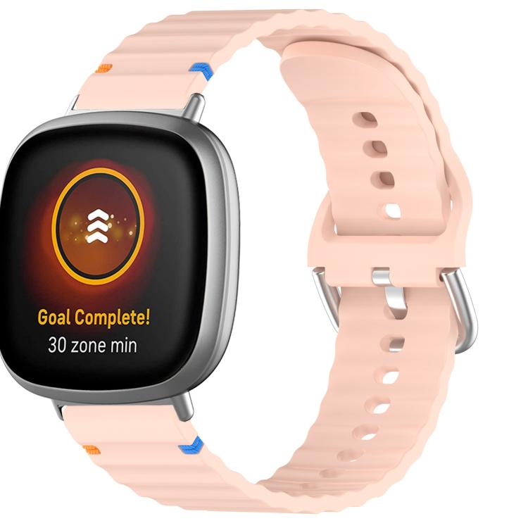 For Fitbit Versa 3 / 4 / Sense 2 Wavy Grain Stitched Silicone Watch Band