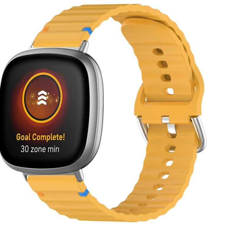 For Fitbit Versa 3 / 4 / Sense 2 Wavy Grain Stitched Silicone Watch Band