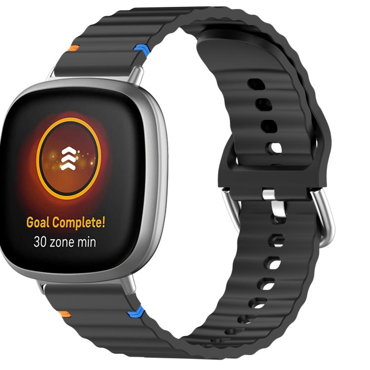 For Fitbit Versa 3 / 4 / Sense 2 Wavy Grain Stitched Silicone Watch Band