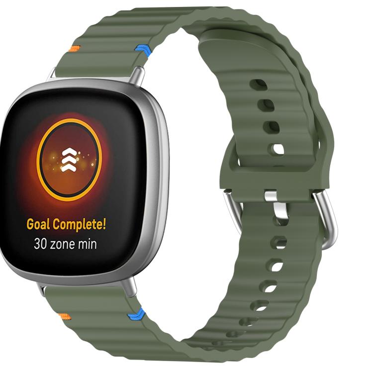 For Fitbit Versa 3 / 4 / Sense 2 Wavy Grain Stitched Silicone Watch Band