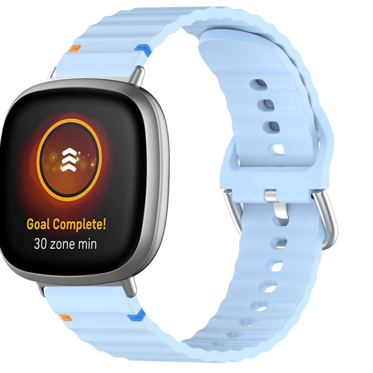 For Fitbit Versa 3 / 4 / Sense 2 Wavy Grain Stitched Silicone Watch Band