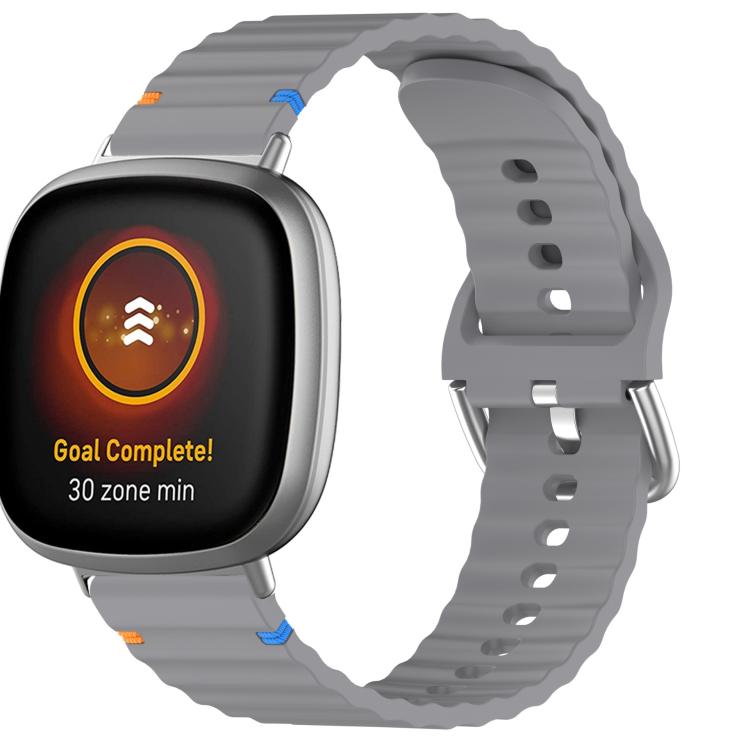 For Fitbit Versa 3 / 4 / Sense 2 Wavy Grain Stitched Silicone Watch Band