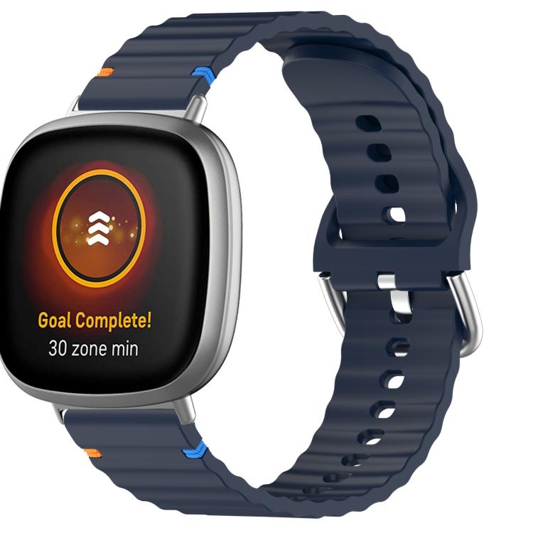 For Fitbit Versa 3 / 4 / Sense 2 Wavy Grain Stitched Silicone Watch Band