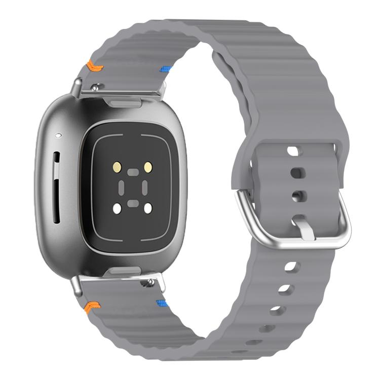 For Fitbit Versa 3 / 4 / Sense 2 Wavy Grain Stitched Silicone Watch Band