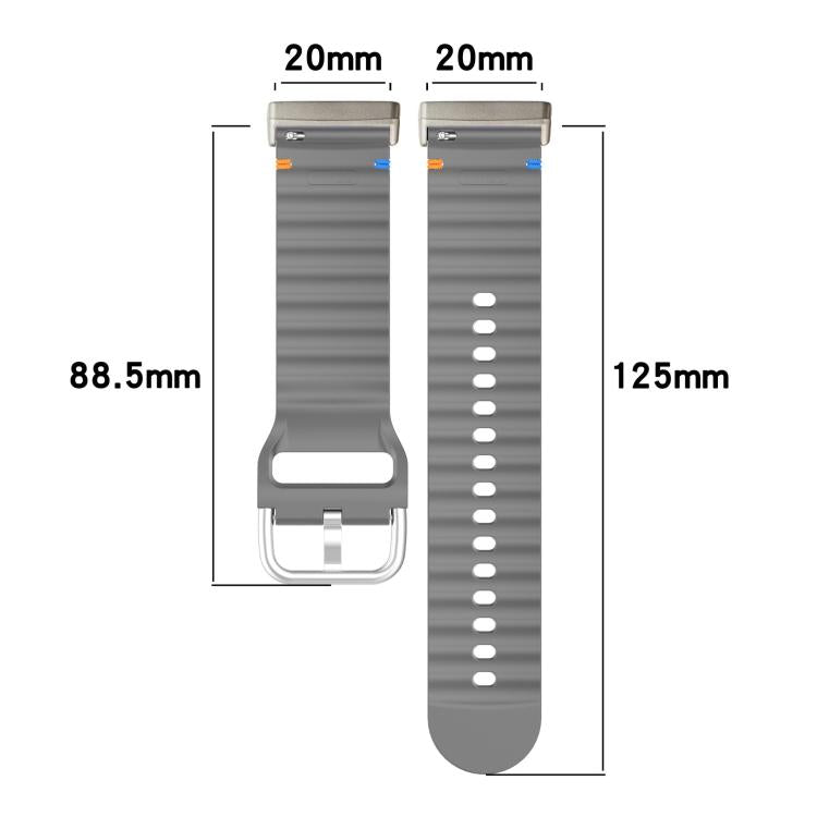 For Fitbit Versa 3 / 4 / Sense 2 Wavy Grain Stitched Silicone Watch Band