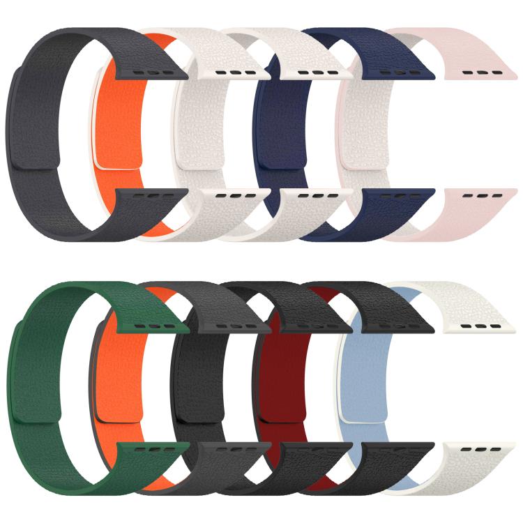 For Apple Watch 38 / 40 / 41 / S10 42mm xDfind Litchi Texture Magnetic Silicone Watch Band