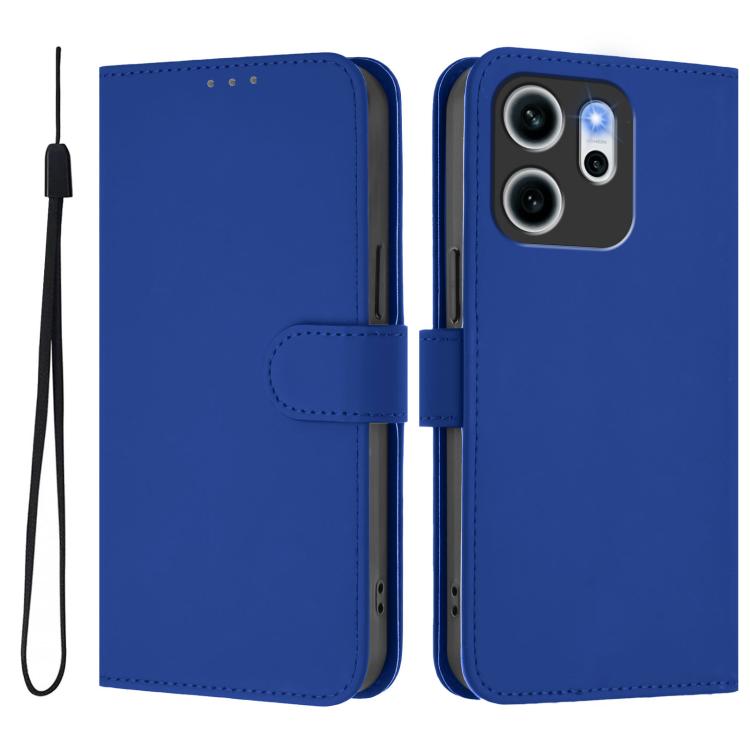 For OPPO Reno14 F 5G Skin Feel Solid Color Leather Phone Case with Lanyard