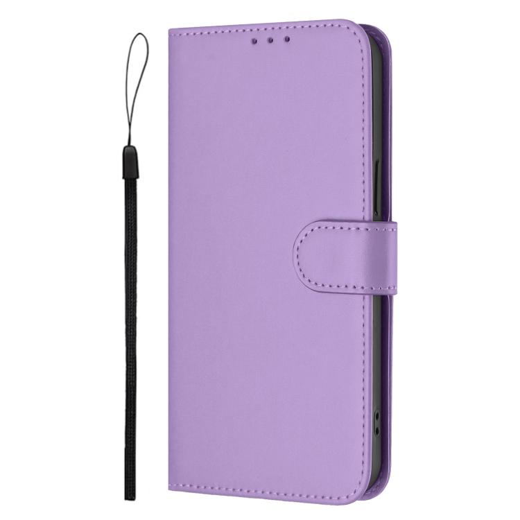 For OPPO A6 GT 5G Skin Feel Solid Color Leather Phone Case with Lanyard